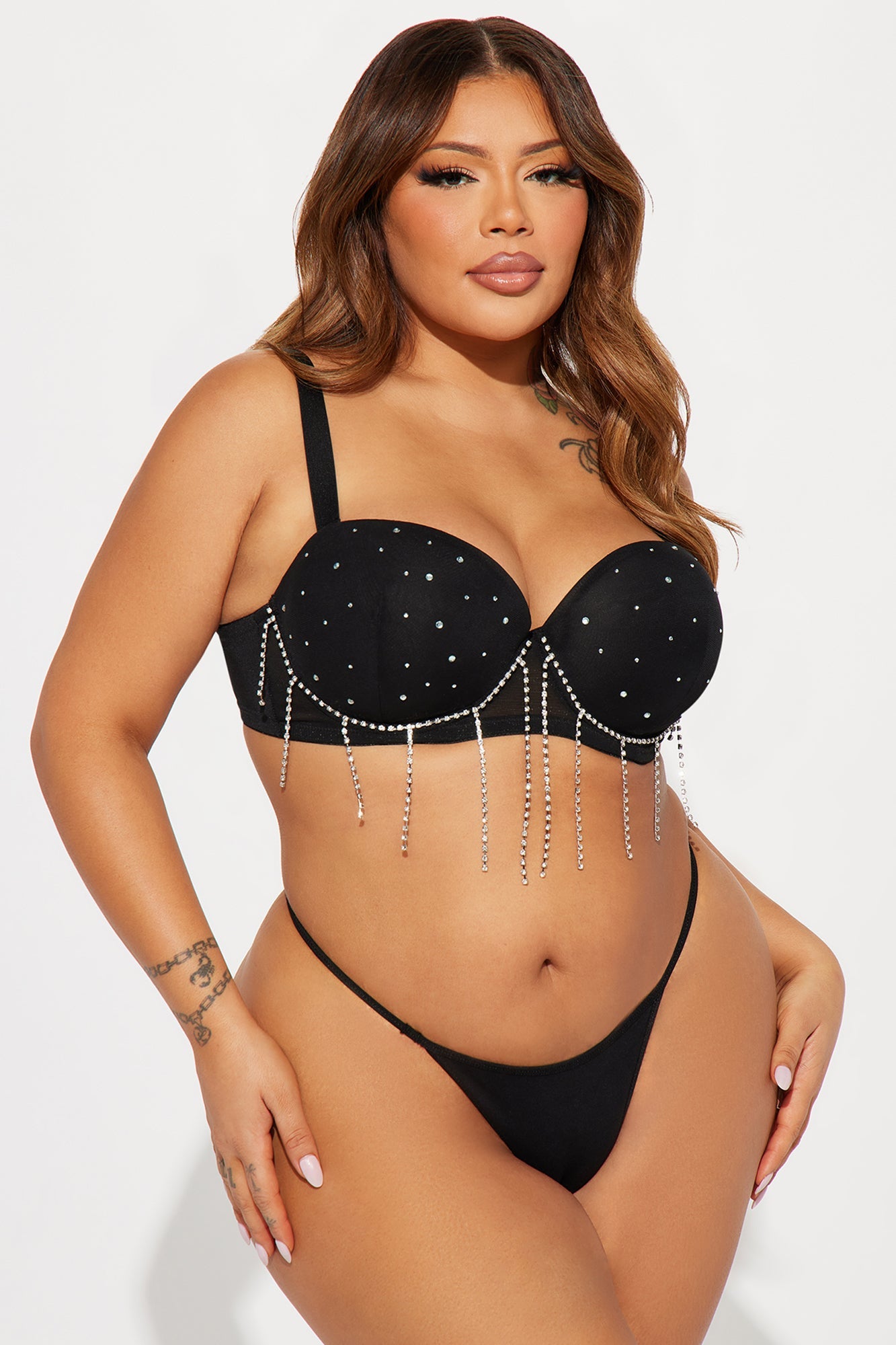 Your Eyes On Me Rhinestone Bra - Black