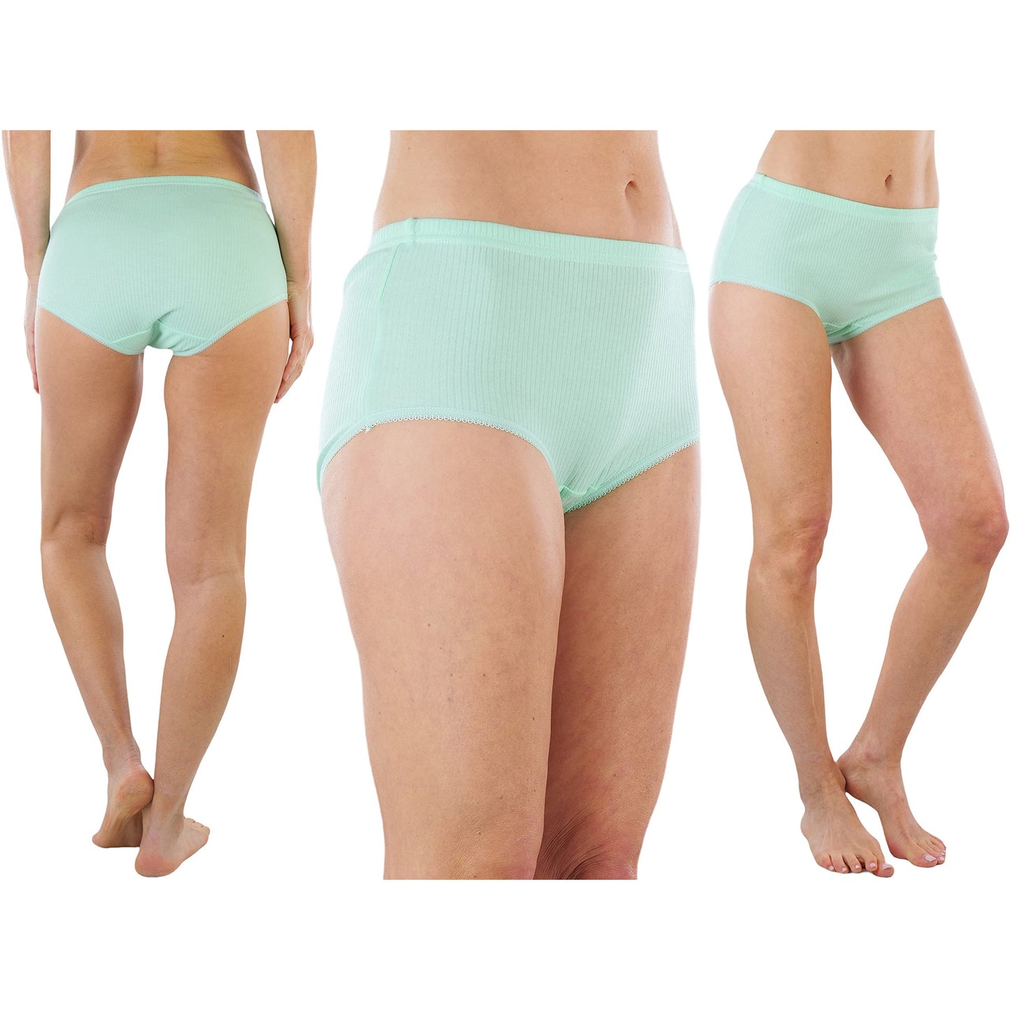 6-Pack: ToBeInStyle Women's High Waisted Subtle Ribbed Pastel Gridle Panties