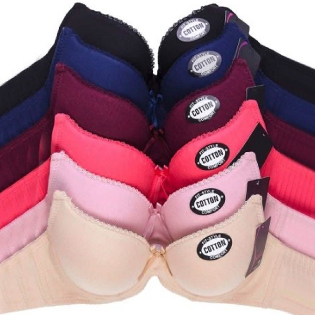 6-Pack: Unibasic Women Full Cup Solid Comfort Breathable Cotton Bra - Assorted Sizes and Styles Women's Apparel 30A No. 2 - DailySale