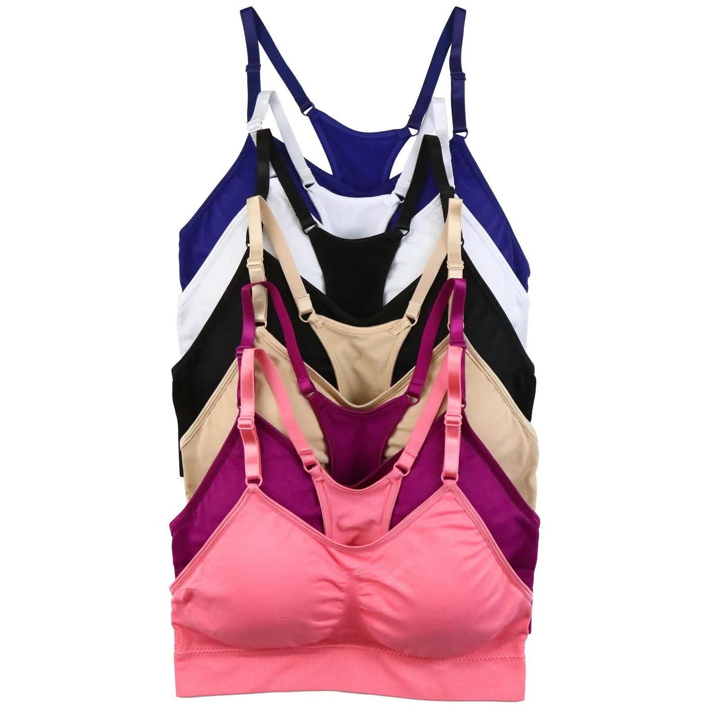 6-Pack: Women's Seamless Wire-Free Spaghetti Strap Bralette