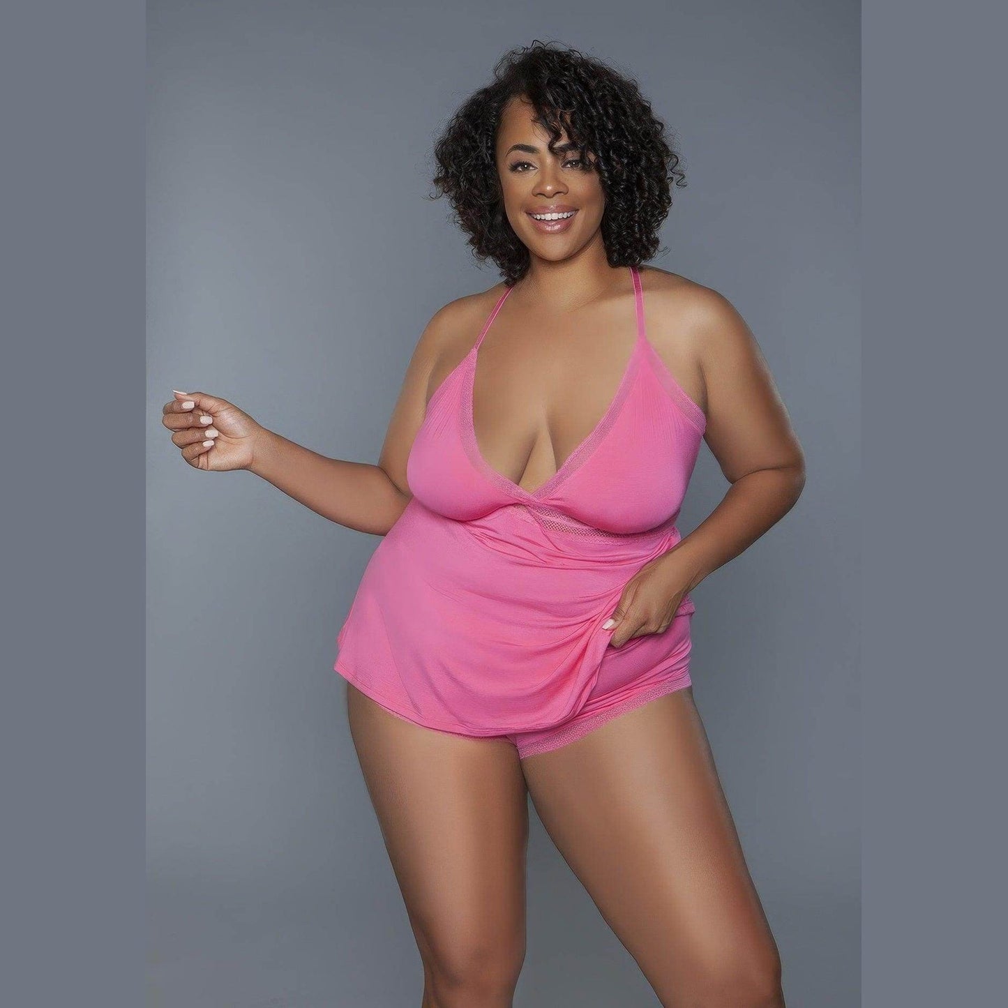 Women's Lingerie Sets V-Neck Cami Set Wire Free Plus Size 2Pc