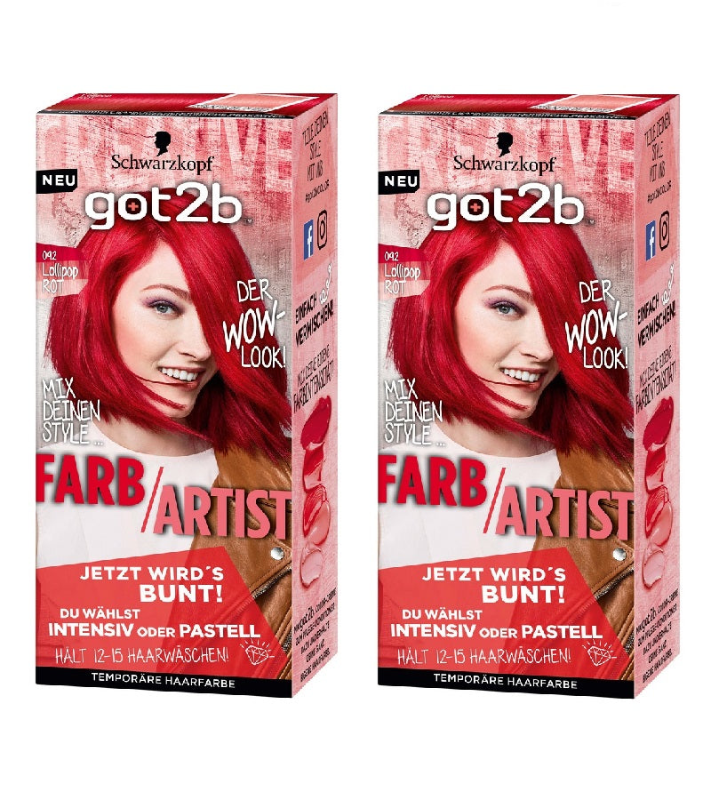 2xPack Schwarzkopf got2b Color / Artist Lollipop Red 092