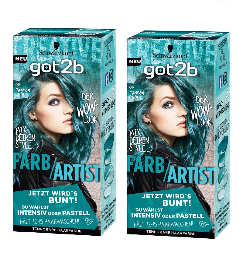 2xPack Schwarzkopf got2b Color / Artist Mermaid Green 097