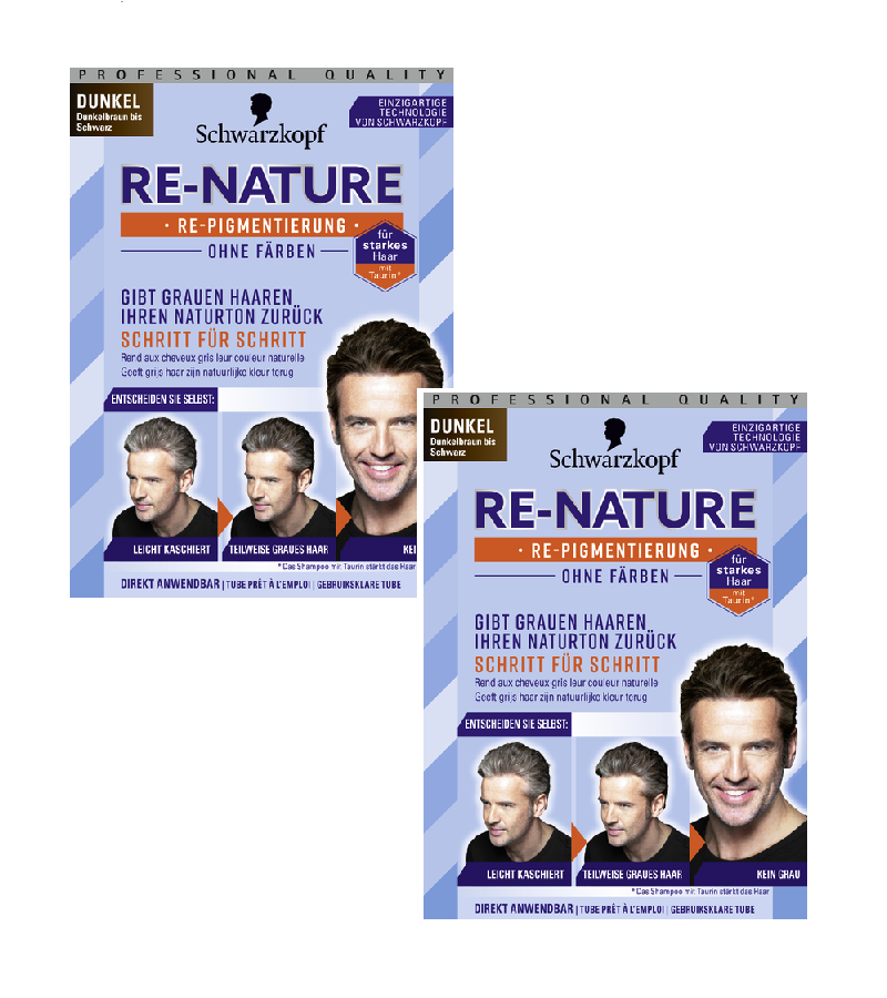 2xPack of Schwarzkopf RE-NATURE Anti-Grey for Men Dark Brown-Black
