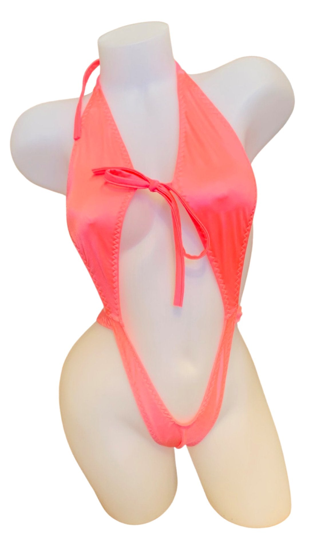 Suspender Front Tie Top & Thong Coral
