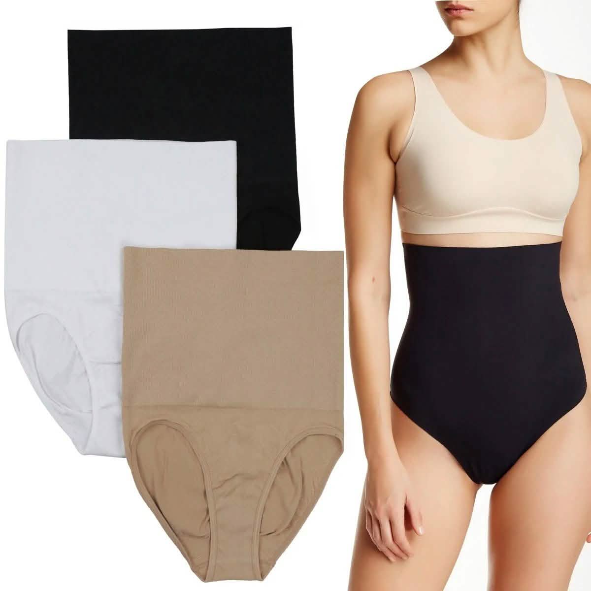 3-Pack: Double Layer Compression High Waisted Briefs