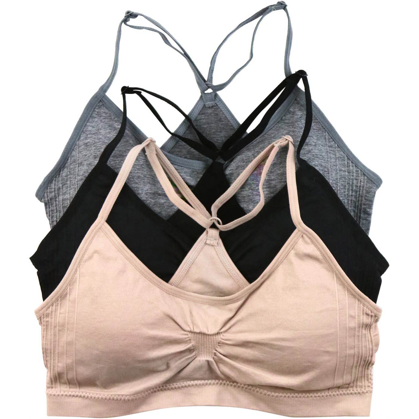 3-Pack: Women's Padded Essential Lounging Bralettes