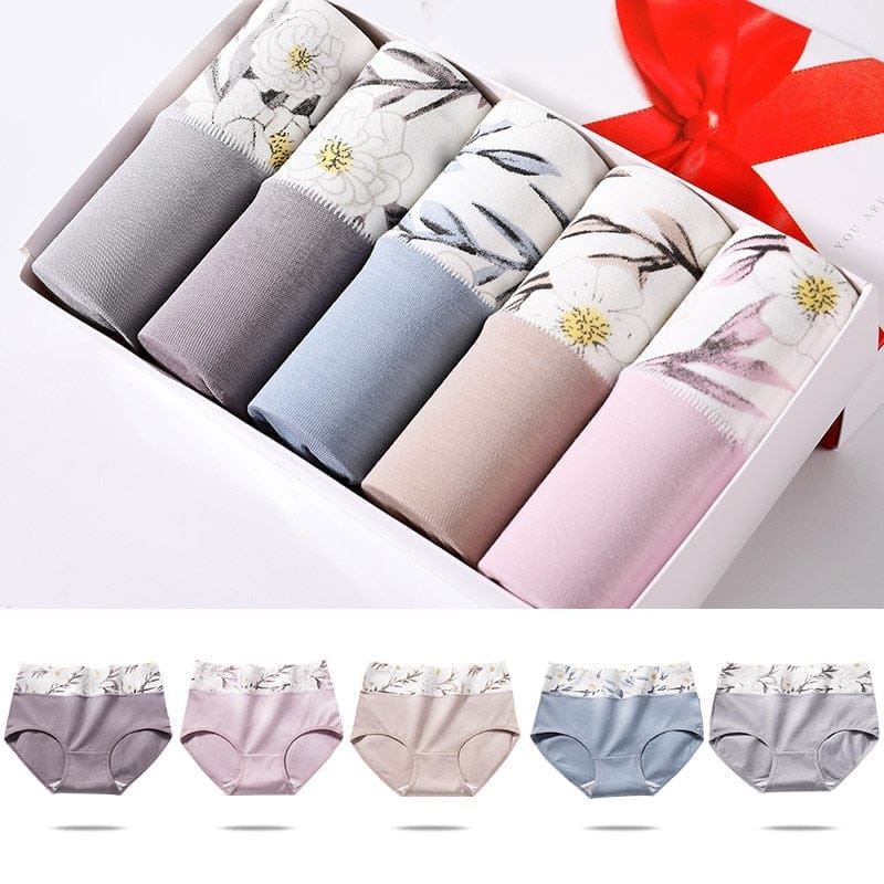 5Pcs/lot Women Panties High Waist Breathable Soft Cotton Underwear