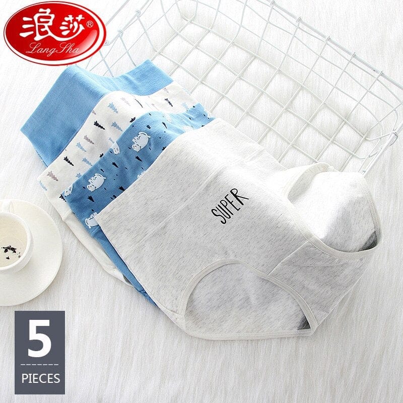 5Pcs/lot Women Panties High Waist Breathable Soft Cotton Underwear