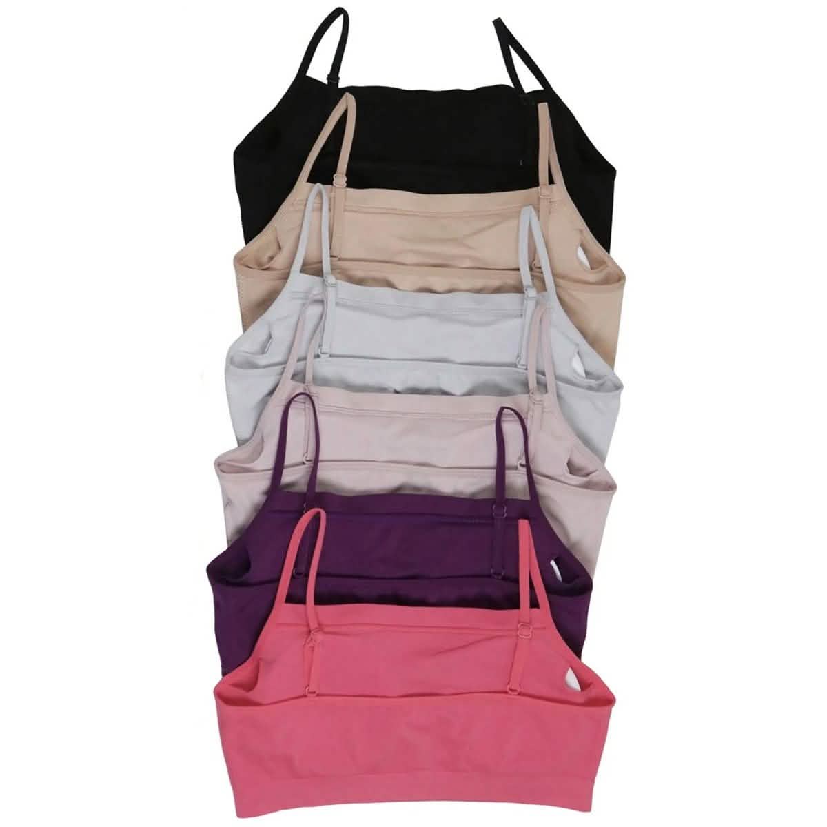 6-Pack: Assorted Wireless Seamless Lounging Bras Women's Clothing Spaghetti Strap - DailySale
