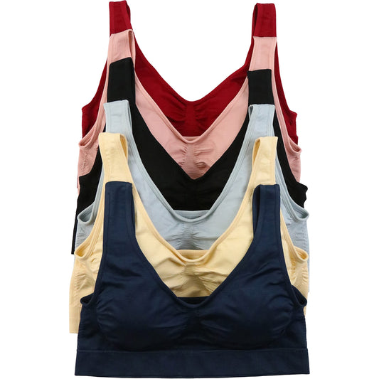 6-Pack: ToBeInStyle Padded Scoop Lounging Bras