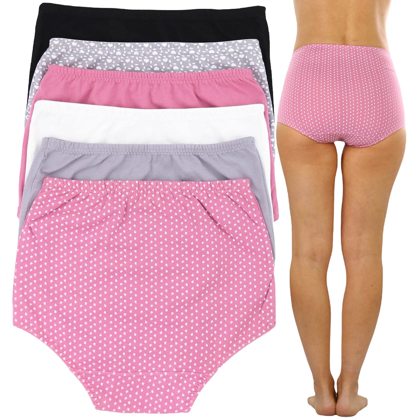 6-Pack: ToBeInStyle Women's High-Rise Solid and Prints Girdle Panties Assortment