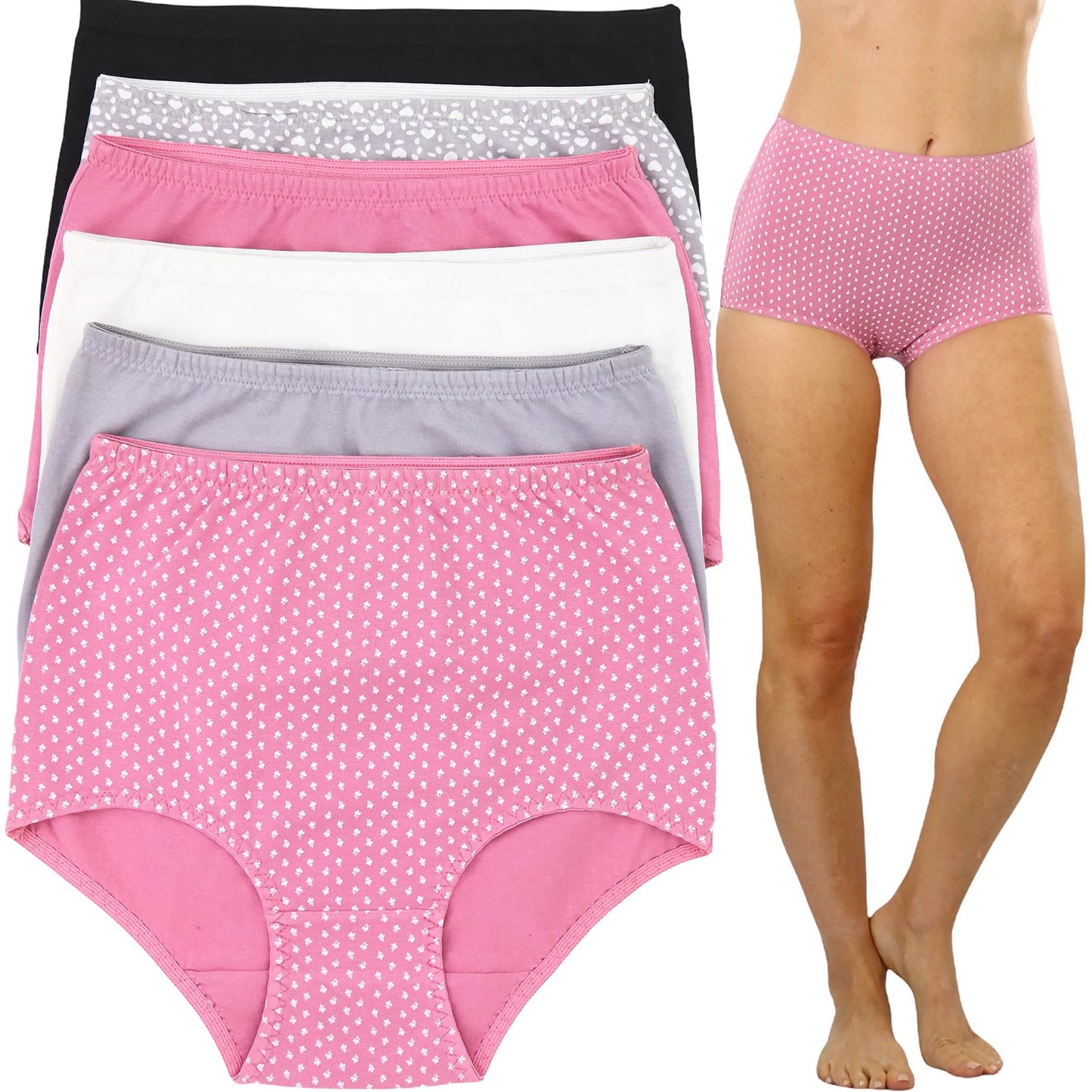 6-Pack: ToBeInStyle Women's High-Rise Solid and Prints Girdle Panties Assortment