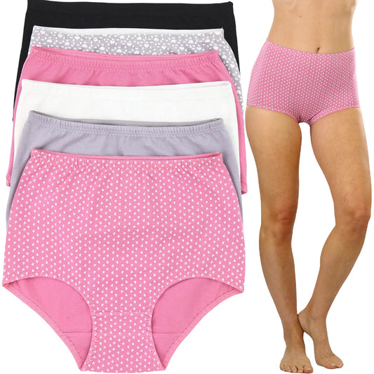 6-Pack: ToBeInStyle Women's High-Rise Solid and Prints Girdle Panties Assortment