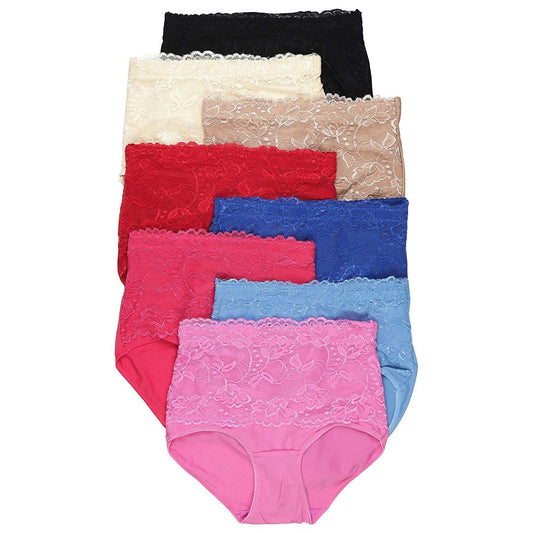 6-Pack: ToBeInStyle Women's High Waist Elegant Lace Panties