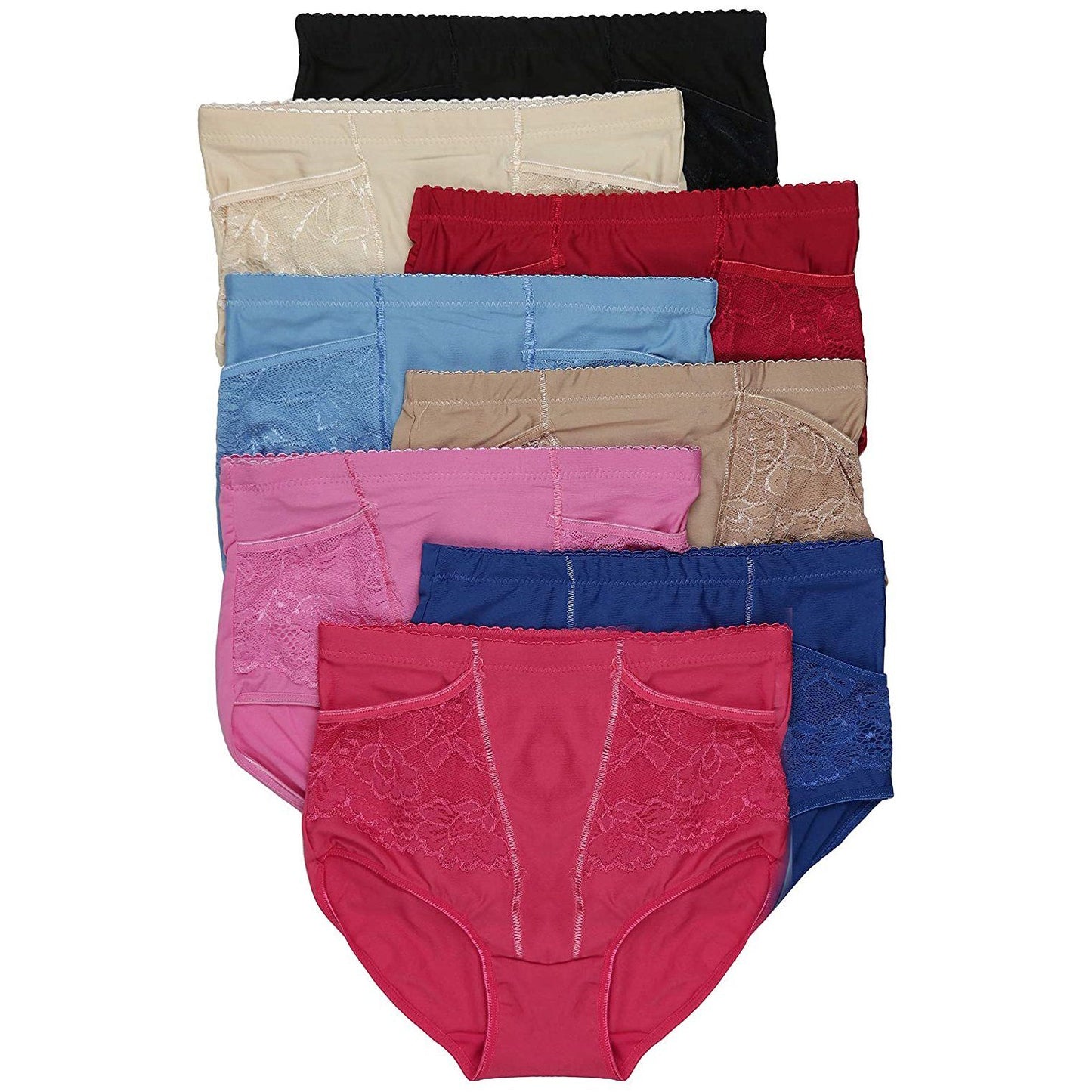 6-Pack: ToBeInStyle Women's High Waist Elegant Lace Panties