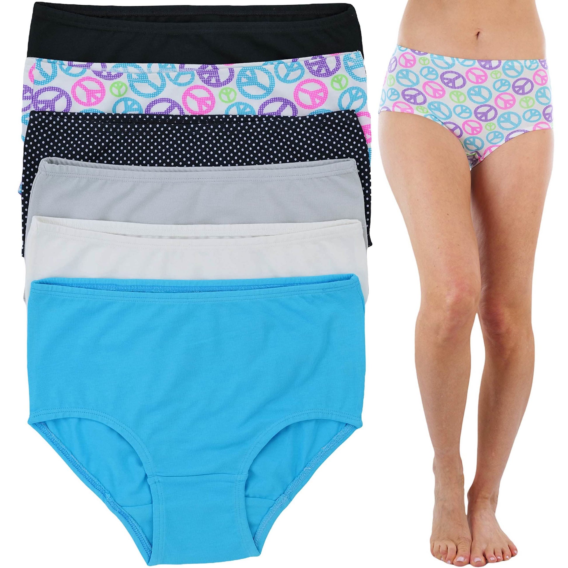 6-Pack: ToBeInStyle Women's High Waisted Peace and Polka Dot Gridle Panties Women's Swimwear & Lingerie S - DailySale