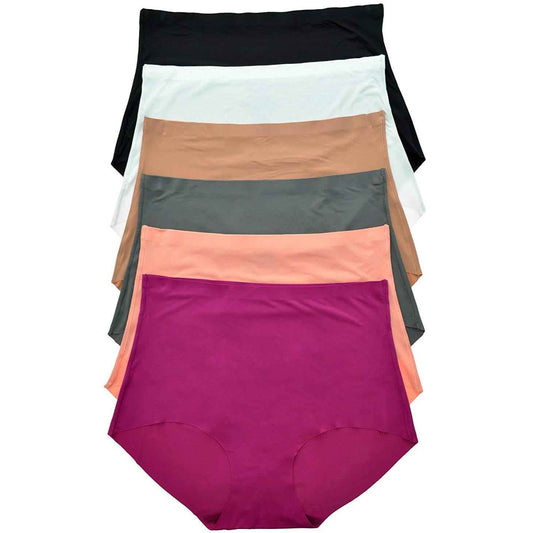 6-Pack: ToBeInStyle Women's High Waisted Seamless Basic Laser Cut Panties