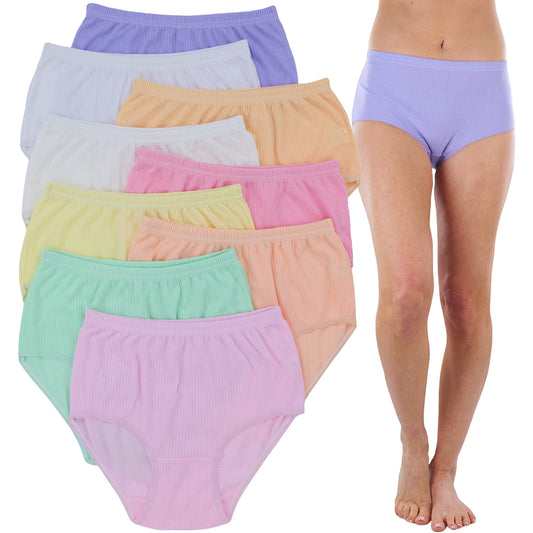 6-Pack: ToBeInStyle Women's High Waisted Subtle Ribbed Pastel Gridle Panties