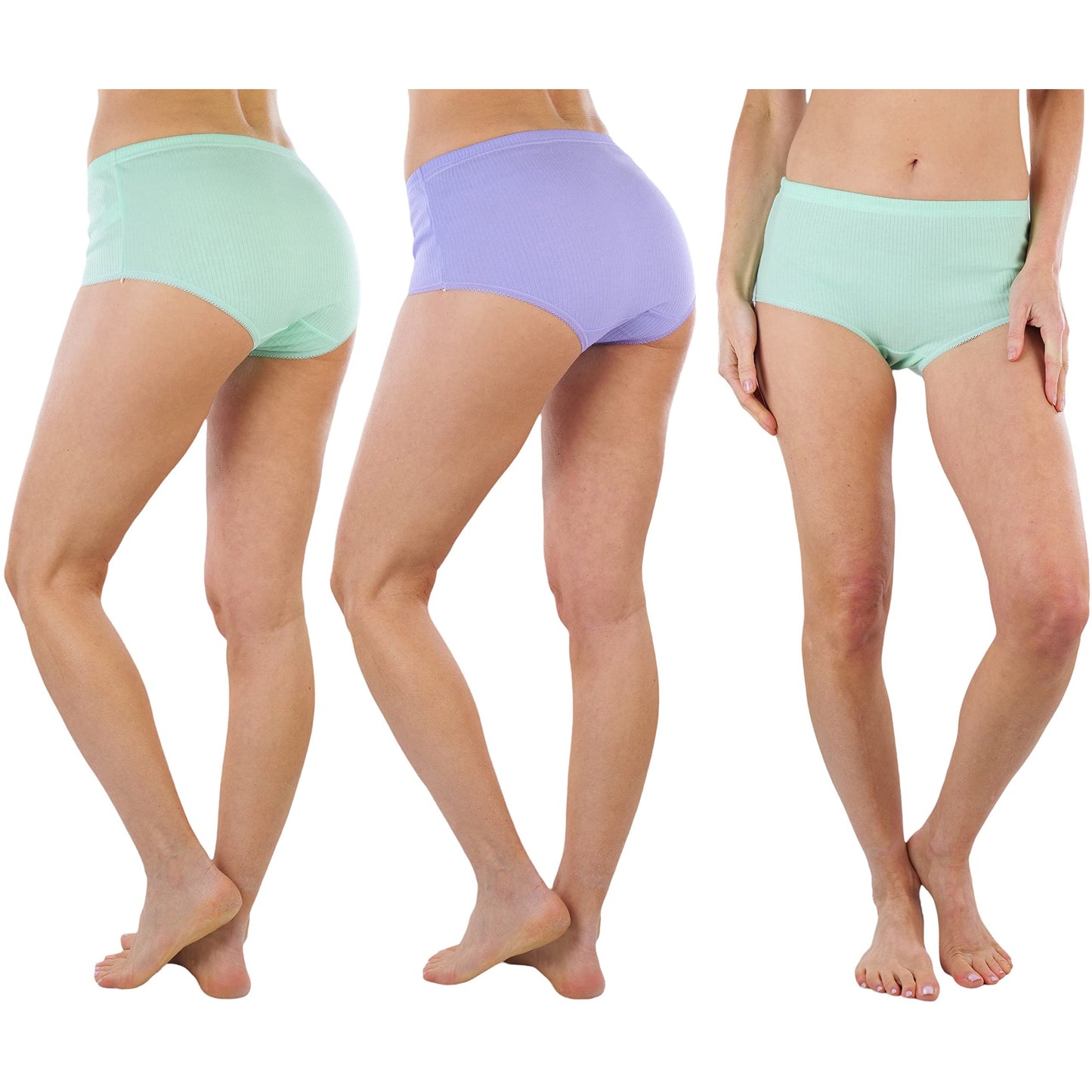 6-Pack: ToBeInStyle Women's High Waisted Subtle Ribbed Pastel Gridle Panties