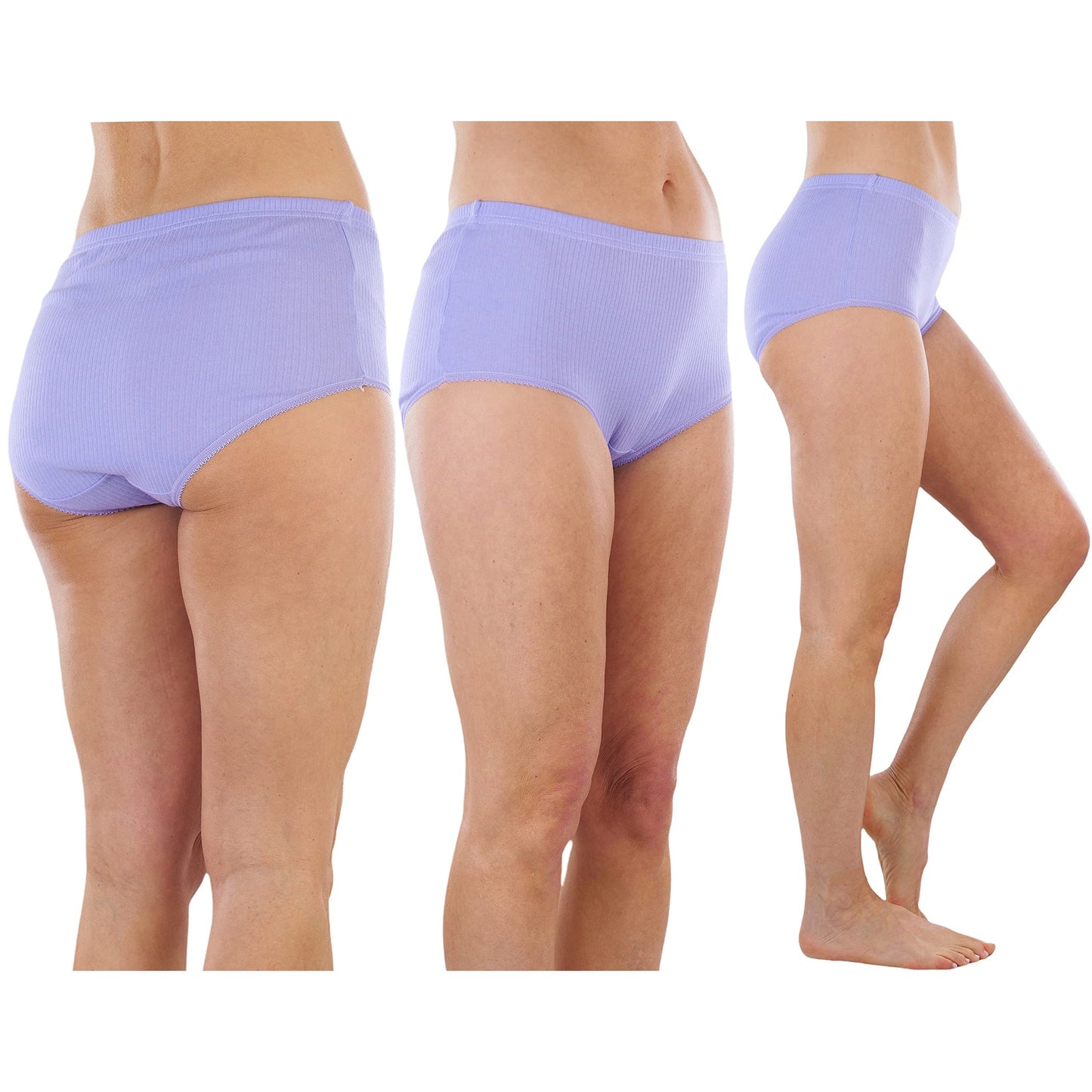 6-Pack: ToBeInStyle Women's High Waisted Subtle Ribbed Pastel Gridle Panties