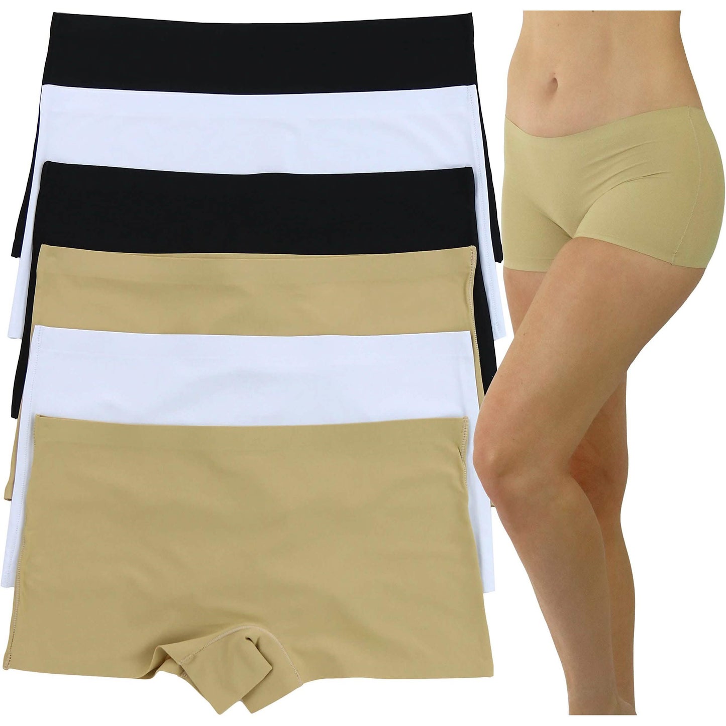 6-Pack: ToBeInStyle Women's Solid Classic Assortment No Show Boyshorts Women's Lingerie S - DailySale