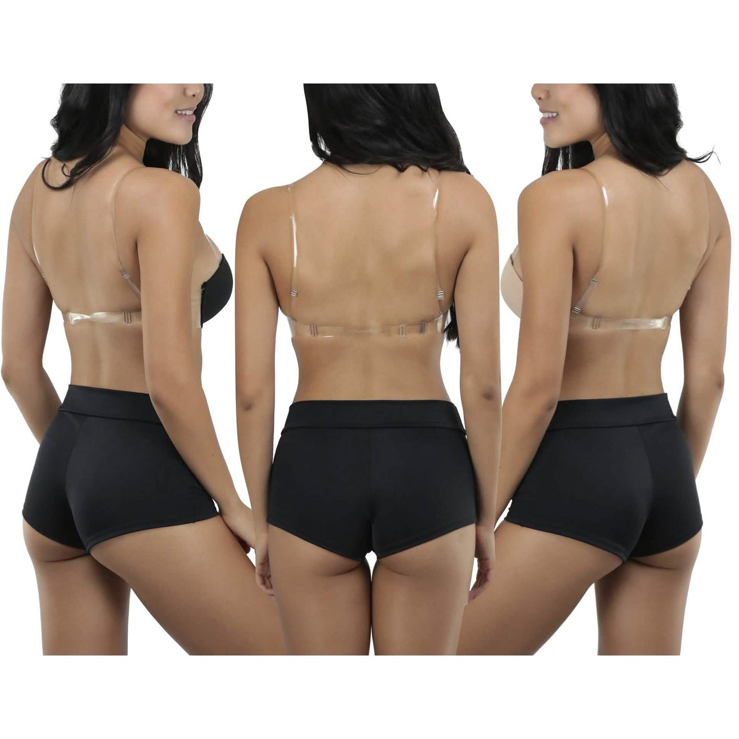 6-Pack: ToBeInStyle Women's Wired Deep V Cut Push-Up Bras with Clear Convertible Straps