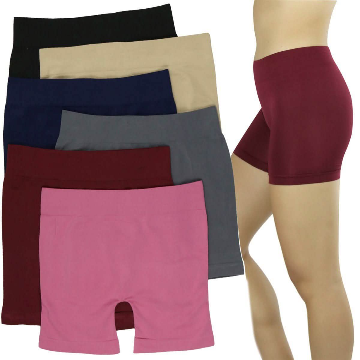 6-Pack: Women's Elastic Layering Shorts