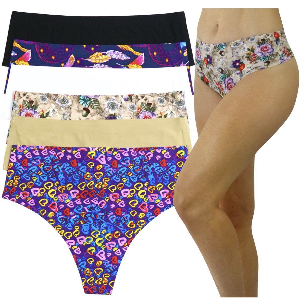 6-Pack: Women's Invisible Hem Line Thongs