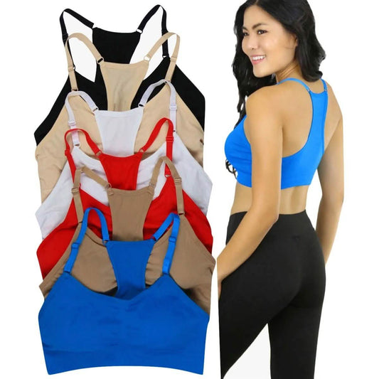6-Pack: Women's Padded Racerback Active Bras