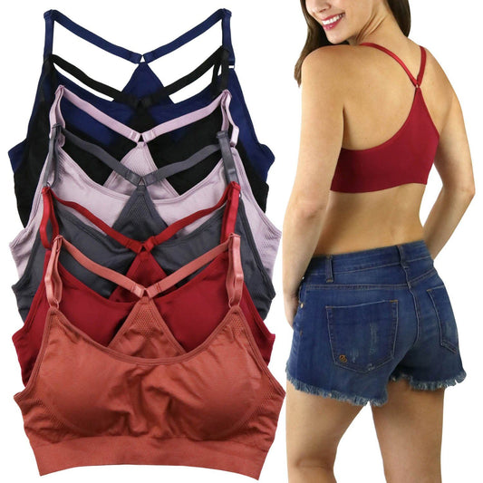 6-Pack: Women's Padded Y-Back Moisture Wicking Sports Bras