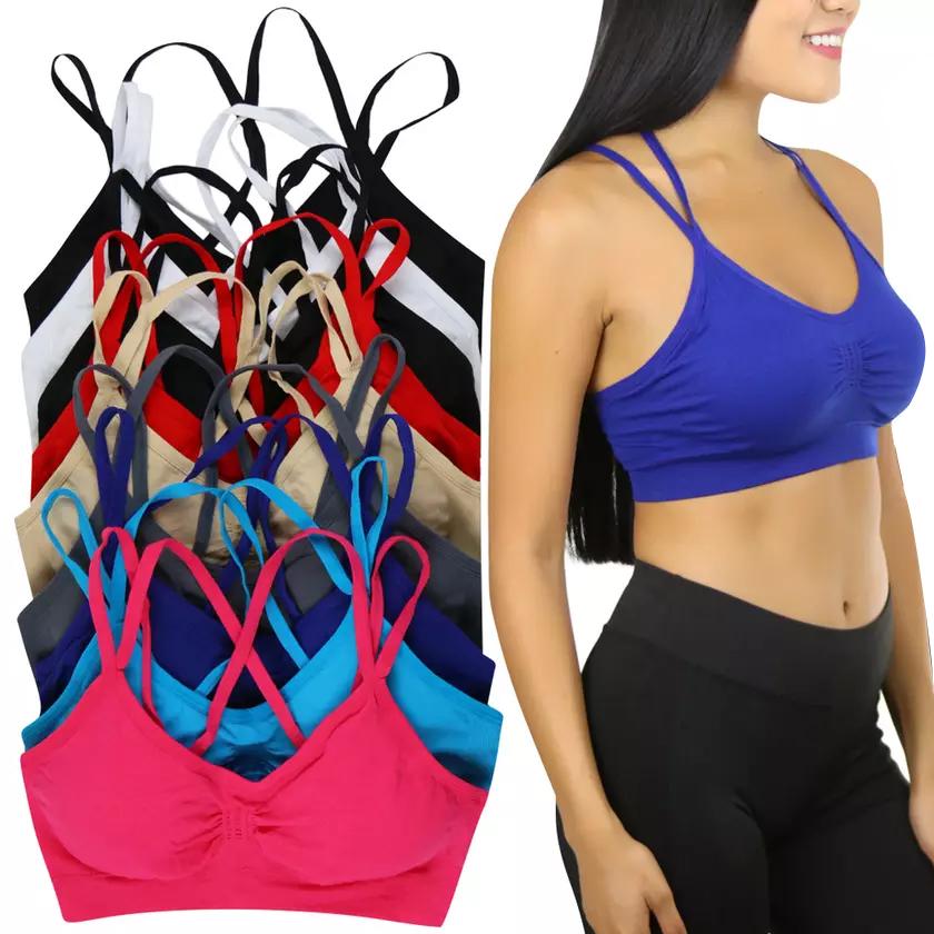 6-Pack: Women's Strappy Back Padded Bralettes