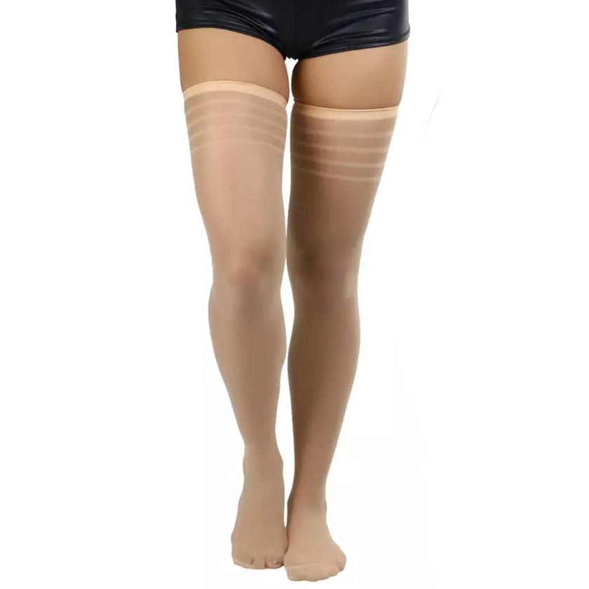 6-Pack: Women's Striped Top Classic Thigh High Stockings