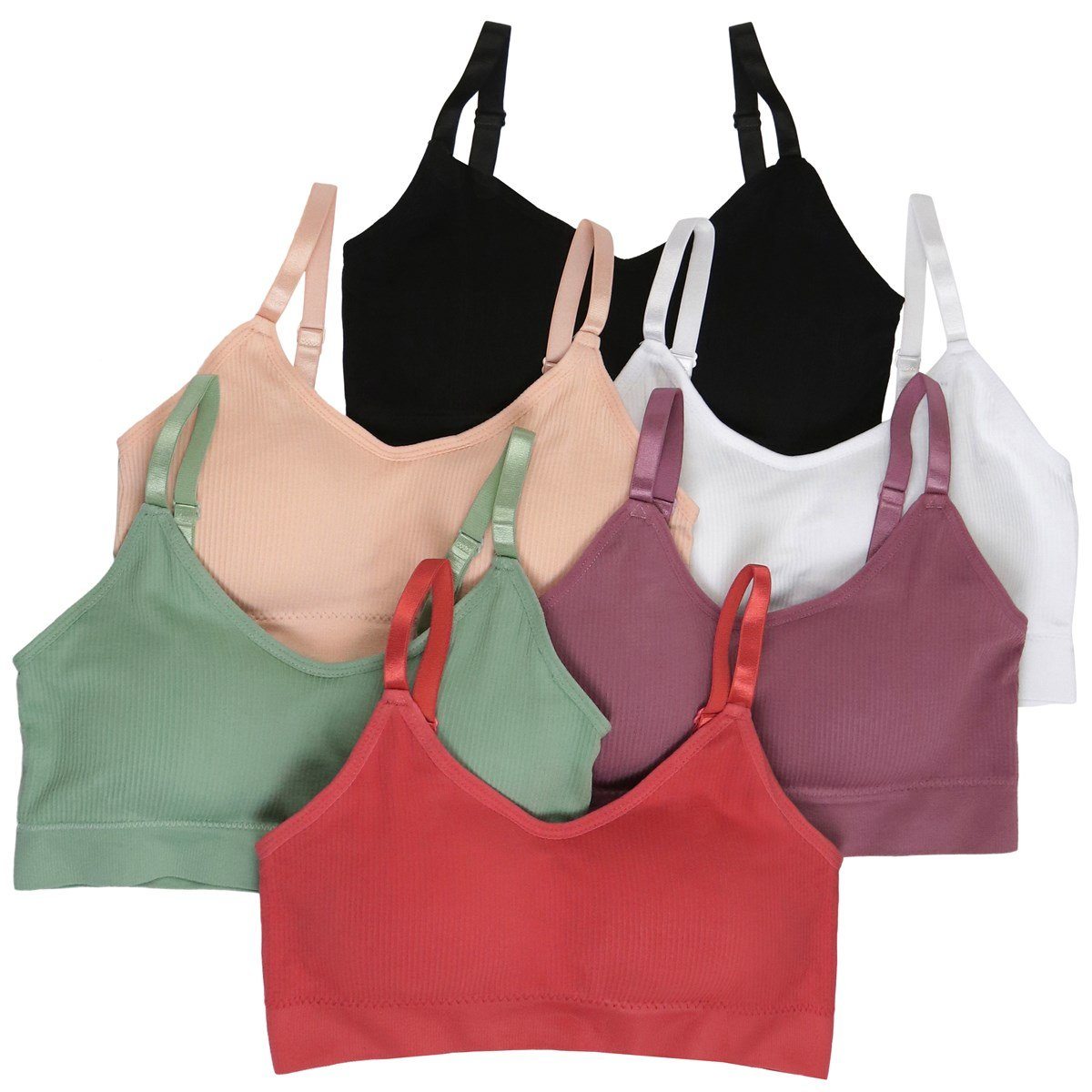 6-Pack: Women's Wire-Free Bralette With Adjustable Straps