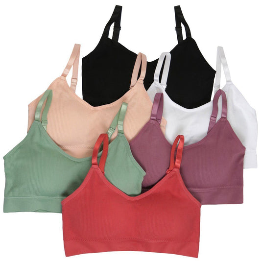 6-Pack: Women's Wire-Free Bralette With Adjustable Straps