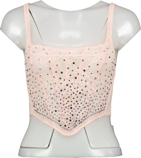 Victoria's Secret Pink Embellished Lace Corset Top BNWT UK XS