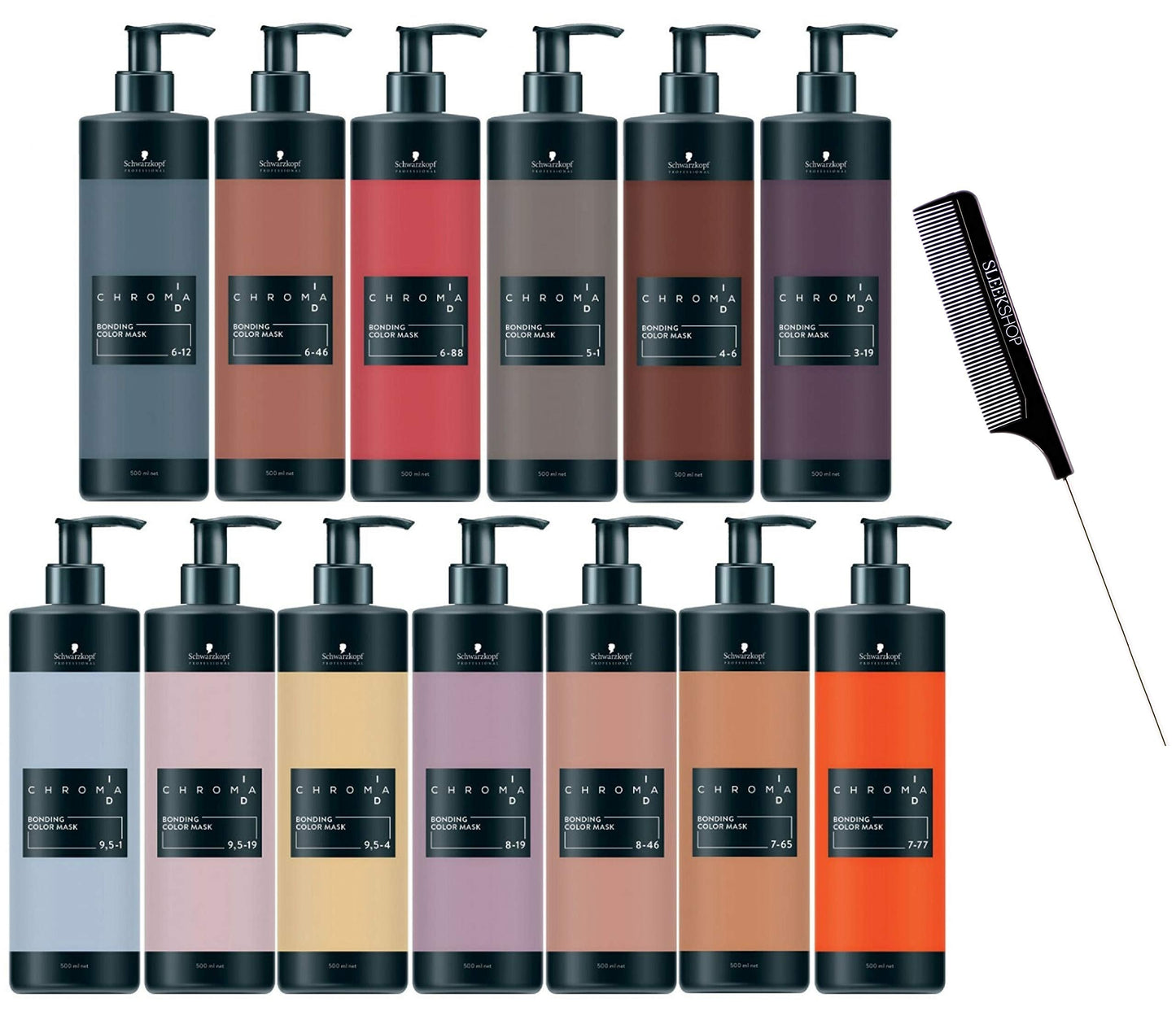 Schwarzköpf (8-19) Chroma ID Bonding Color Masks, Semi-Permanent Hair Color Dye (w/Sleek Steel Rat Tail Comb) ChromaID Haircolor Masque (8-19 Light Blonde Cendre Violet - 16.9 oz)