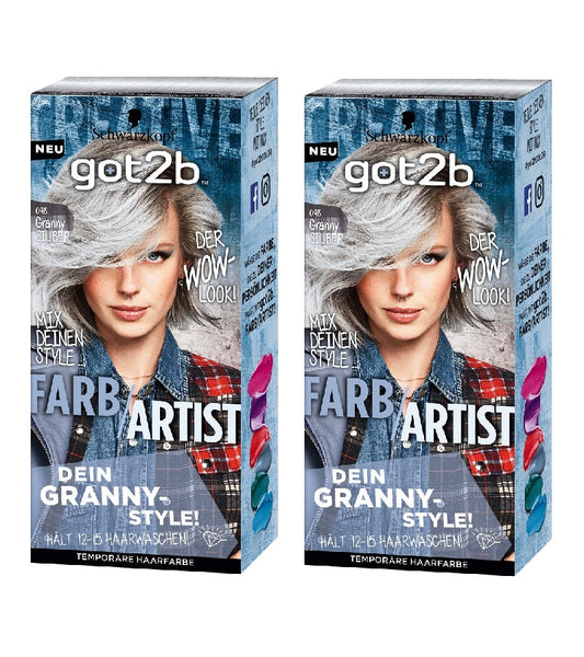 2xPack Schwarzkopf got2b Color / Artist Granny Silver 098