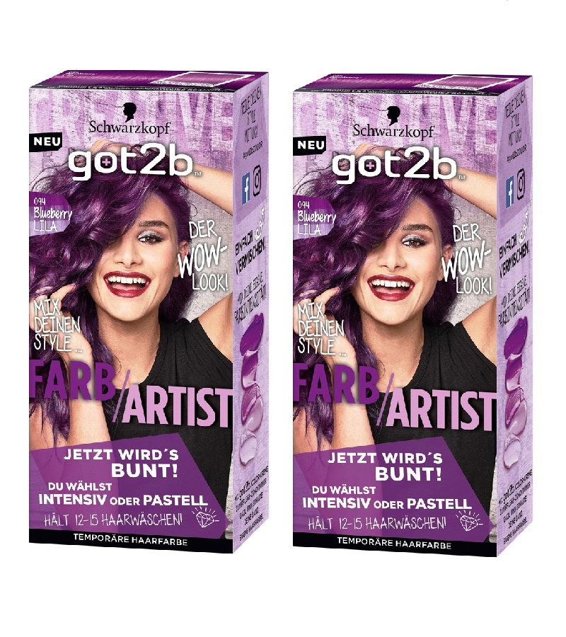 2xPack Schwarzkopf got2b Color / Artist Blueberry Lila 094