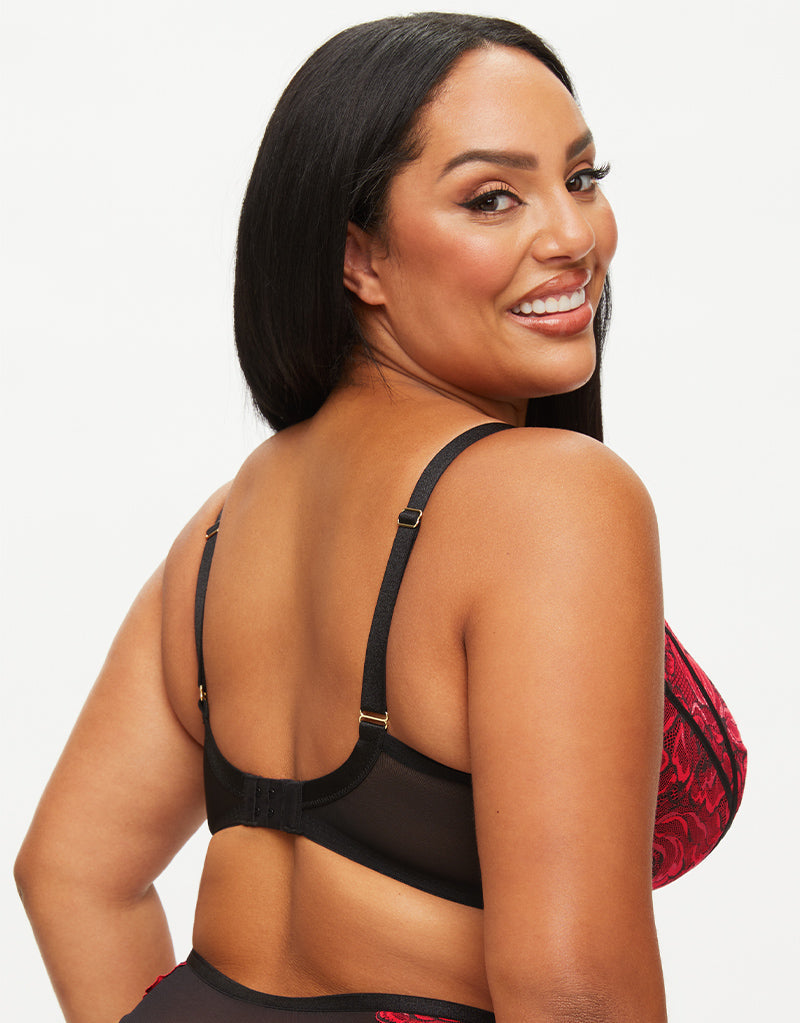 Ann Summers Nightfall Padded Plunge Bra Black/Red