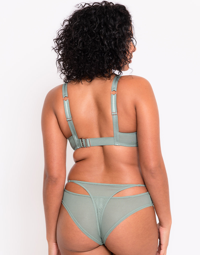 Scantilly Peep Show Deep Plunge Bra Sage Green