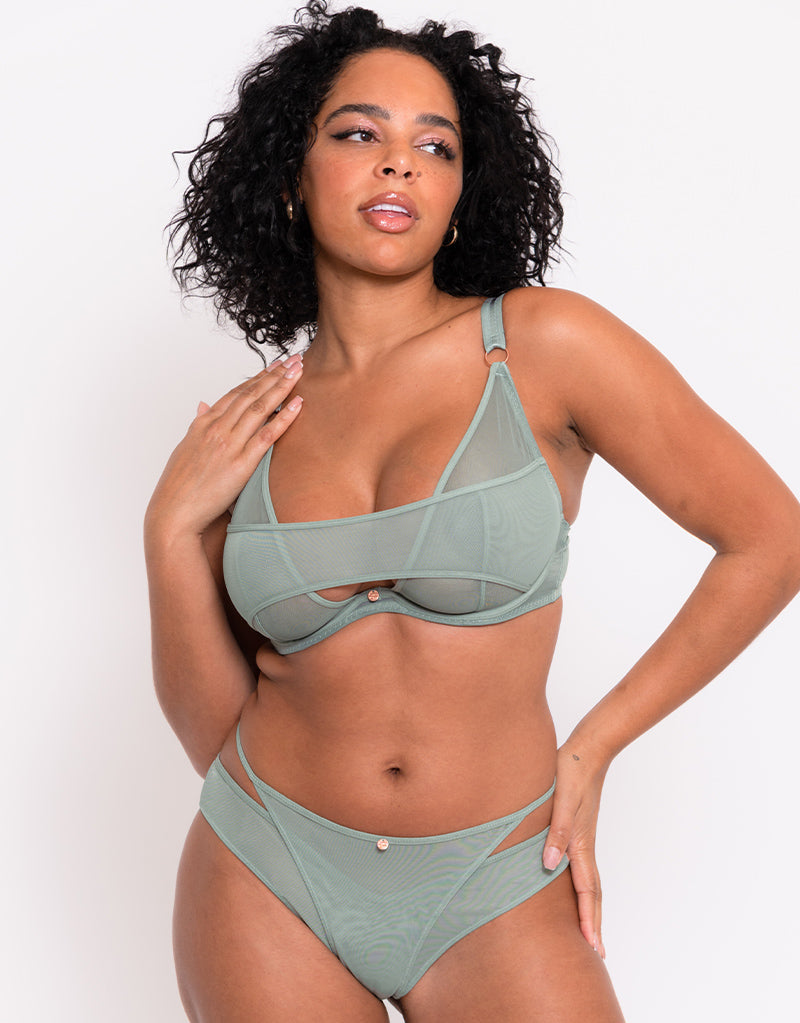 Scantilly Peep Show Brazilian Brief Sage Green