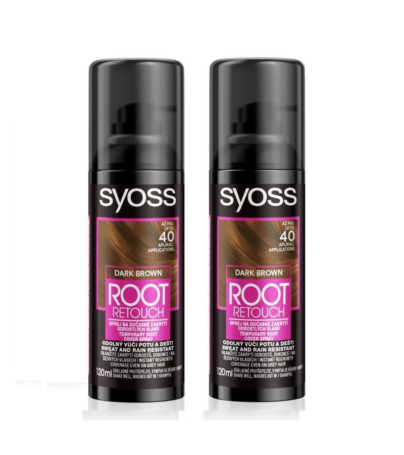 2xPack Syoss Root Retoucher Spray Tint for Regrown Hair 5 Varieties - 240 ml