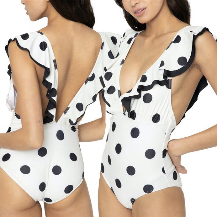 V Neck Double Ruffled Around Front and Back Neck