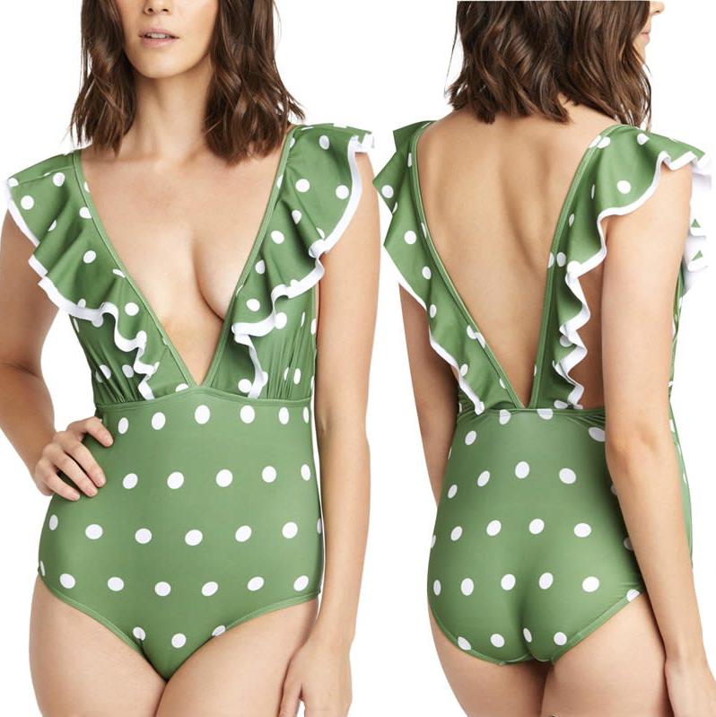 V Neck Double Ruffled Around Front and Back Neck